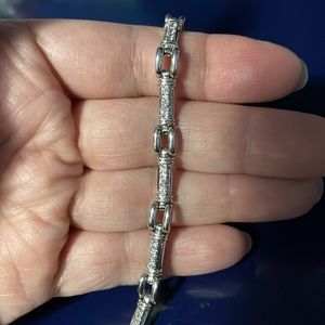 NWT Sterling Silver 7.5” bracelet with crystals 1.00CTW